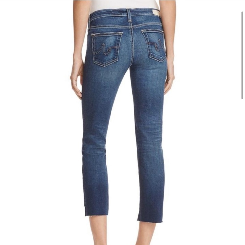 AG Adriano Goldschmied The Stilt Crop Step Hem Cigarette Jeans Blue Denim - Picture 3 of 9
